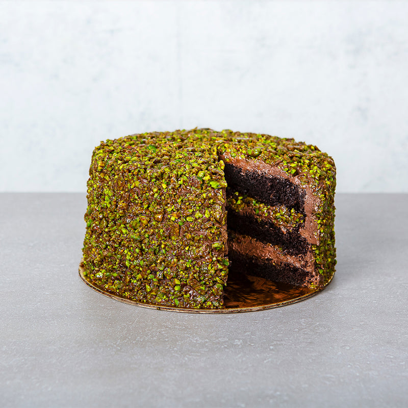 Pistachio croquant chocolate cake