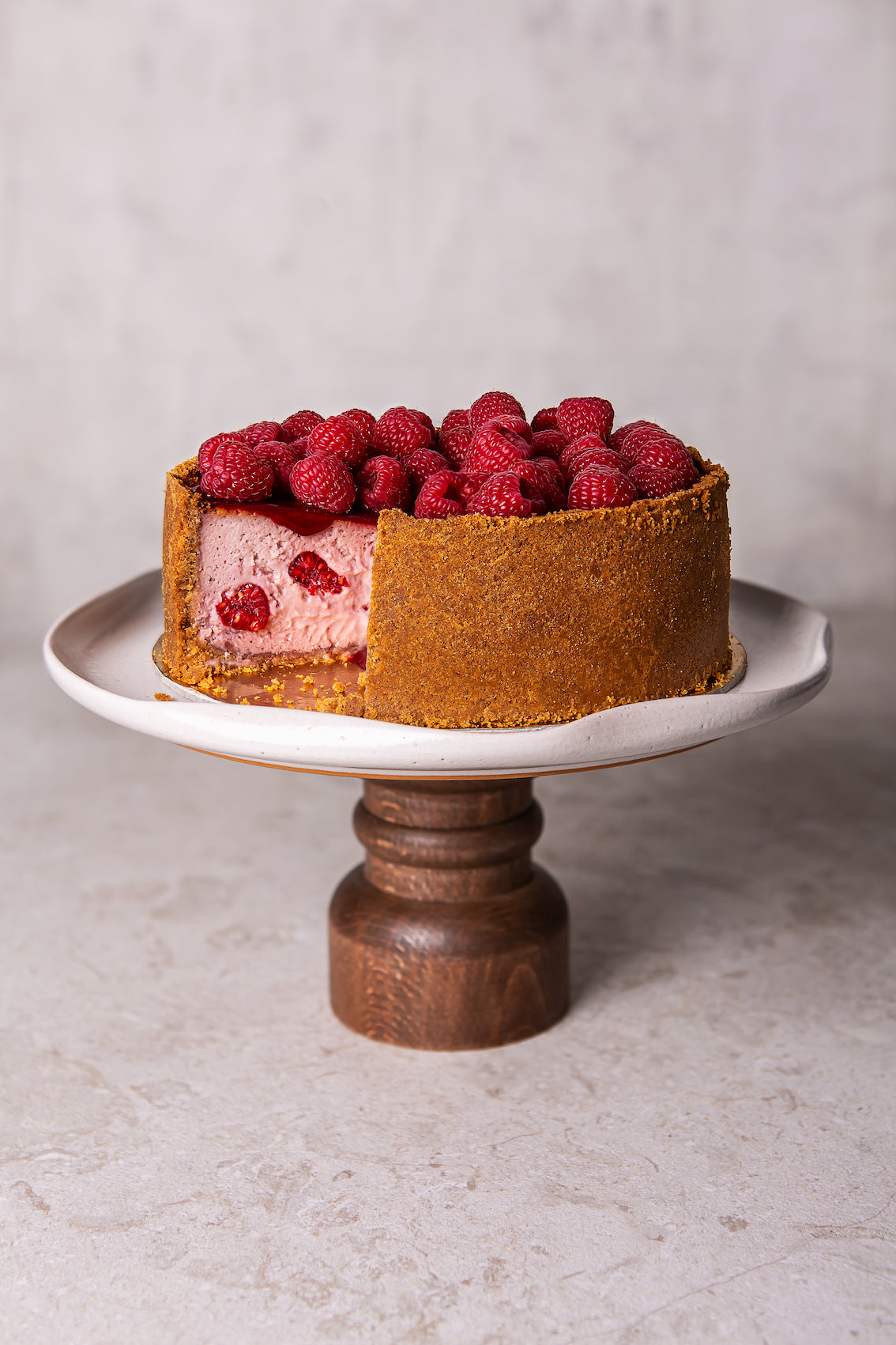 Raspberry double crust cheesecake