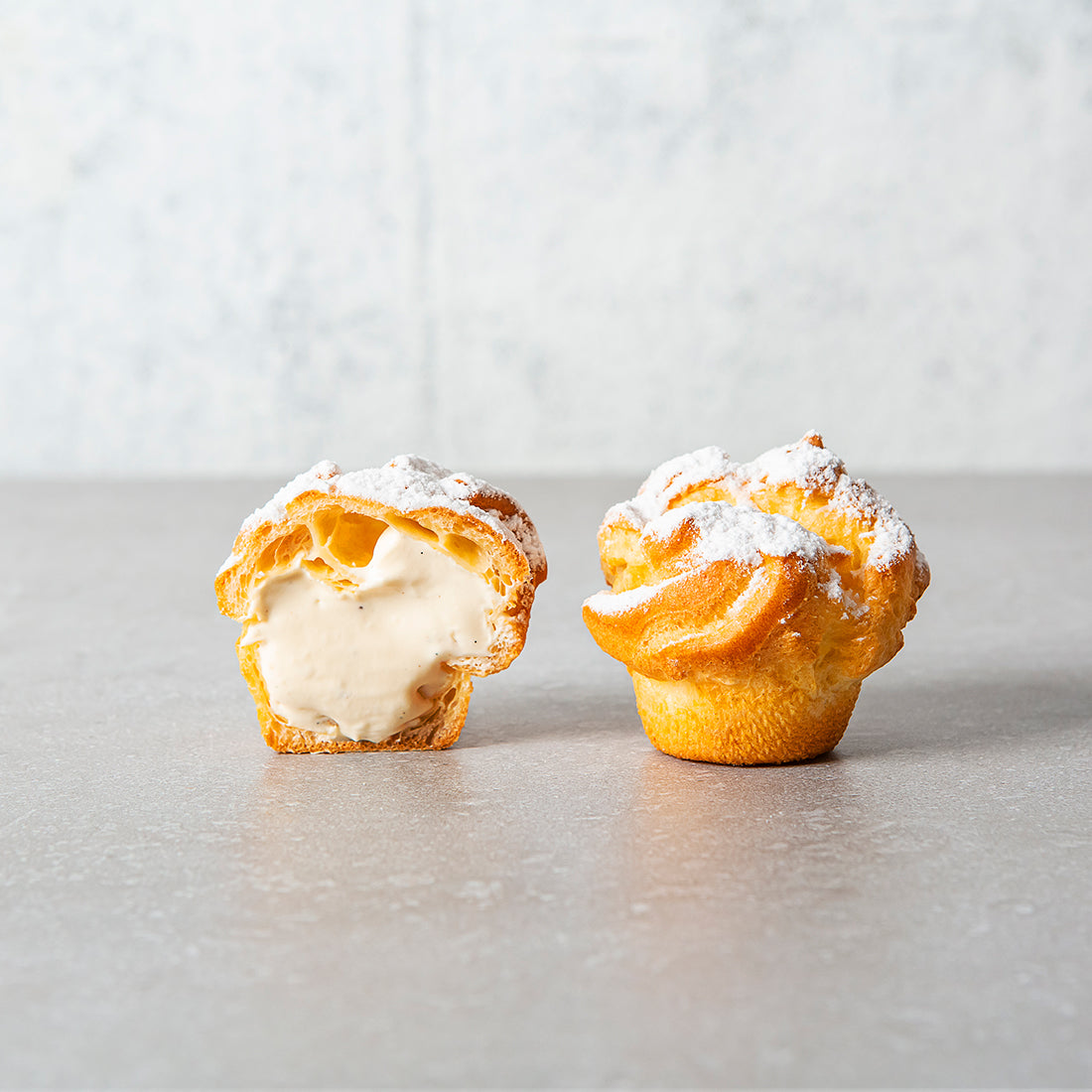 Vanilla bean powdered sugar cream puff