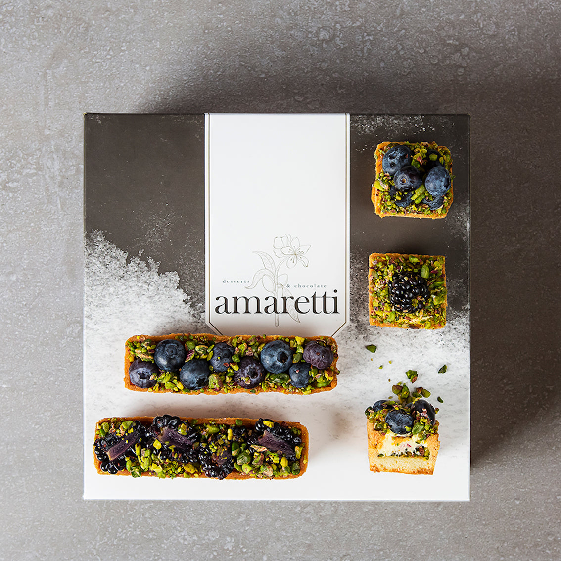 Blueberry pistachio mini tart