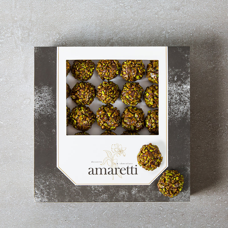 Pistachio croquant milk chocolate truffle