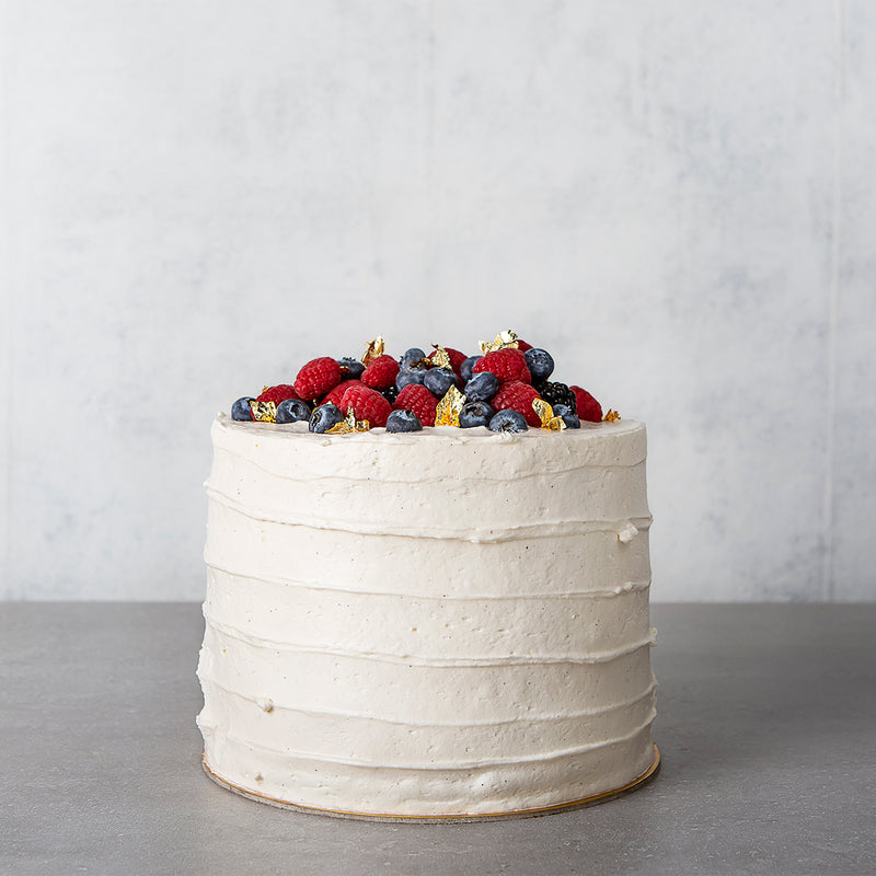 Gold Vanilla Berry Celebration cake